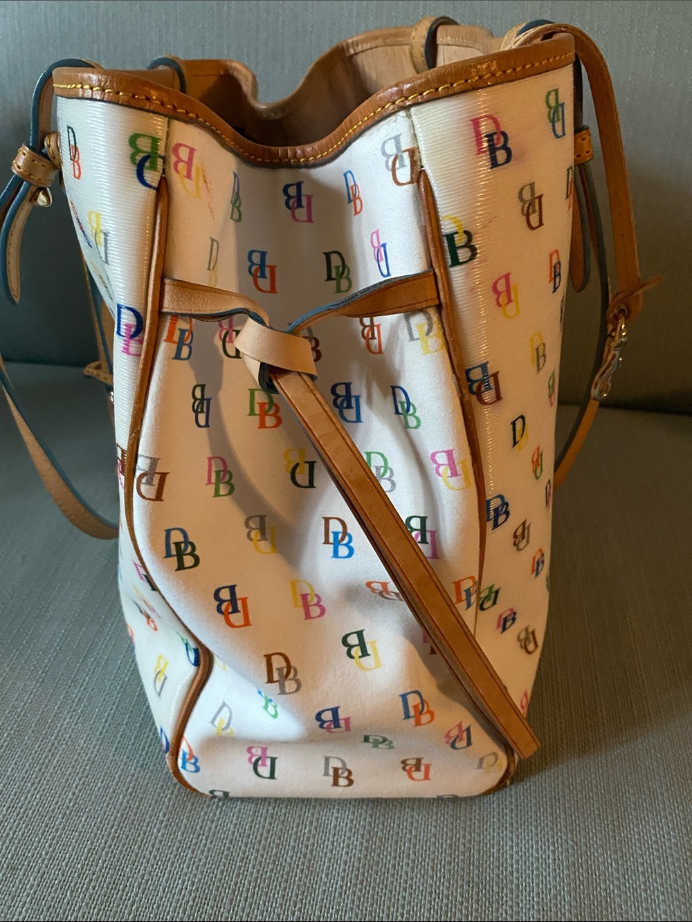 Vintage Dooney and Bourke Monogram Rainbow Tote - Picture 7 of 9